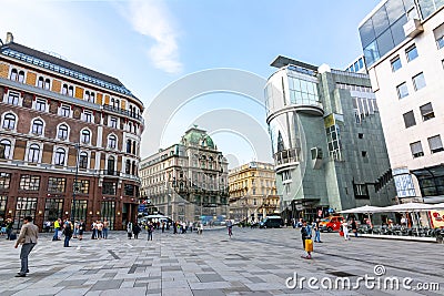 Stephansplatz square and Graben street in center of Vienna, Austria Editorial Stock Photo