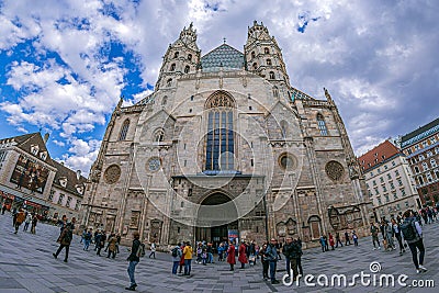 Stephansplatz, a square located in the city center, with Stephansdom, the cathedral. Vienna, Austria Editorial Stock Photo