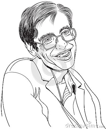 Stephen Hawking cartoon portrait, vector Vector Illustration