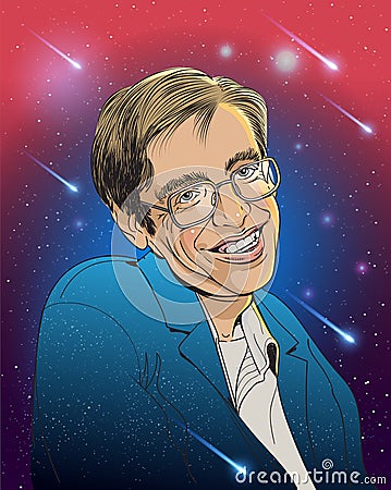 Stephen Hawking cartoon portrait, vector Vector Illustration