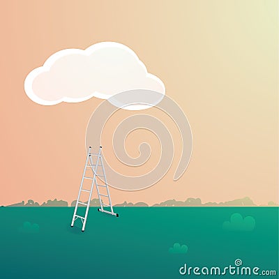 Stepladder under the cloud Vector Illustration