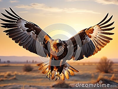 Steppe Eagle Cartoon Illustration