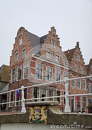 Stepped gables in historical Dokkum, Netherlands Stock Photo