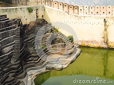 Historic Stepped pond of Nahargarh-1 Stock Photo