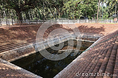 Stepped Tank, Stepwell or Pushkarni , Chapel of St. Catherine of Alexandria, Old Goa, India Stock Photo