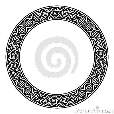 Stepped spiral motif, circle frame, decorative circular border Vector Illustration