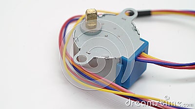 Stepper motor electronic component. Electronics DIY robotics electric engine. Stock Photo