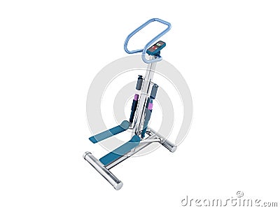 Stepper sports trainers metal for legs blue front perspective 3d render on white background no shadow Stock Photo