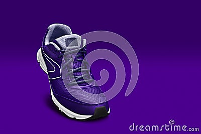 Stepping single purple running sneaker Editorial Stock Photo