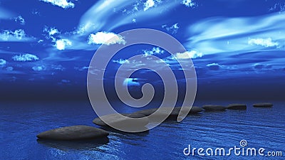 Stepping stones across the ocean Stock Photo