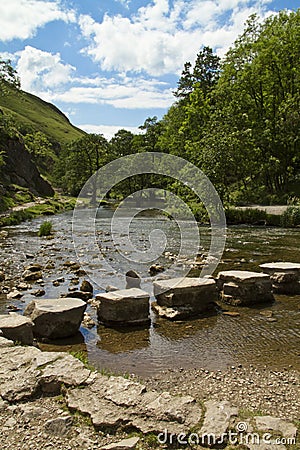 Stepping Stones at Dovedale Stock Photo