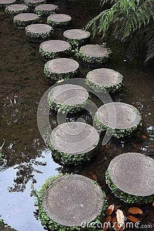 Steppingstones to cross the water Stock Photo