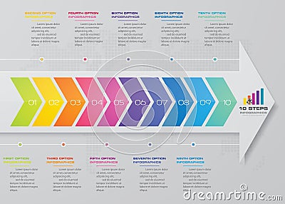 10 steps arrow banner Infographic element for presentation. Vector Illustration