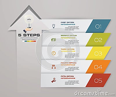 5 steps of arrow Infografics template. for your presentation. Vector Illustration