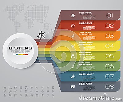 8 steps of arrow Infografics template. for your presentation. EPS 10. Vector Illustration