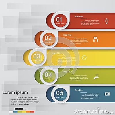 5 steps chart template/graphic or website layout. Vector Illustration