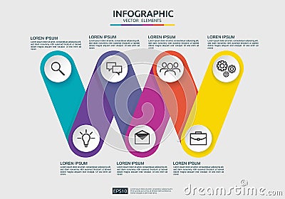 6 steps connection Infographic element design template for diagram, presentation, workflow, annual report. Business data Vector Illustration