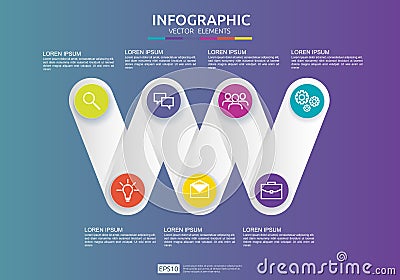 6 steps connection Infographic element design template for diagram, presentation, workflow, annual report. Business data Vector Illustration