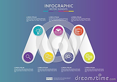 6 steps connection Infographic element design template for diagram, presentation, workflow, annual report. Business data Vector Illustration