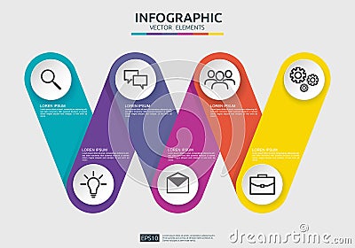 6 steps connection Infographic element design template for diagram, presentation, workflow, annual report. Business data Vector Illustration