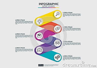 6 steps connection Infographic element design template for diagram, presentation, workflow, annual report. Business data Vector Illustration