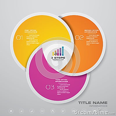 3 steps cycle chart infographics elements. Vector Illustration