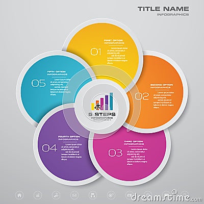 5 steps cycle chart infographics elements. Vector Illustration