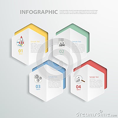 4 steps 3D digital template Infographic. Vector Illustration