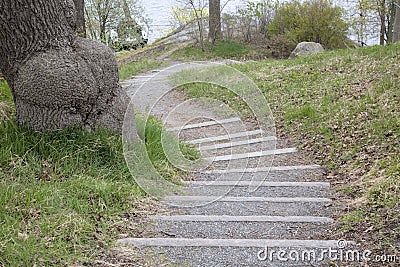 Steps on Footpath; Skeppsholmen Island; Stockholm Stock Photo