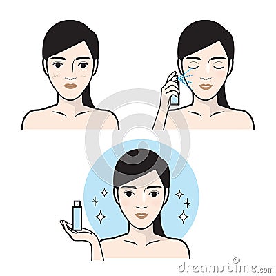 Steps how to facial care.Vector illustration Vector Illustration
