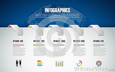 5 steps infographic template. can be used for workflow layout, diagram Vector Illustration