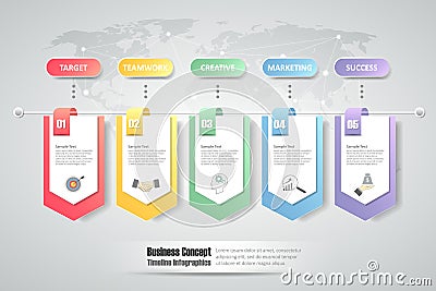 5 steps infographic template. can be used for workflow layout, diagram Vector Illustration