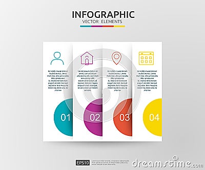 4 steps infographic. timeline design template with 3D paper label. Business concept with options. For content, diagram, flowchart, Vector Illustration