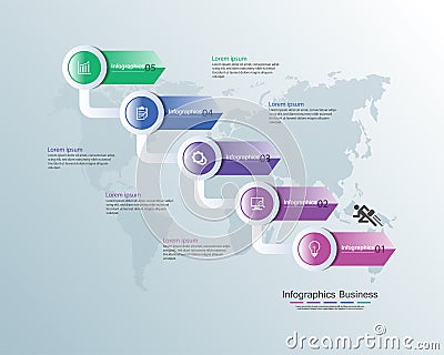 Steps infographics business template design Vector Illustration