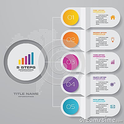 5 steps infographics chart design element. For data presentation. Vector Illustration