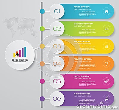 6 steps infographics element chart for presentation. EPS 10. Vector Illustration