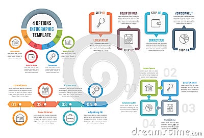 4 Steps Infographics Vector Illustration