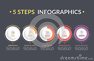 5 Steps Infographics Vector Illustration