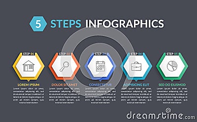 5 Steps Infographics Vector Illustration