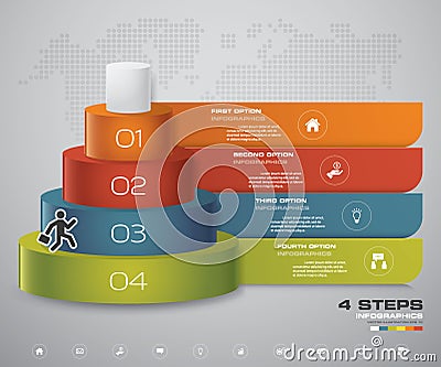 4 steps layers diagram. Simple & editable abstract design element. Vector Illustration