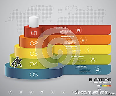 5 steps layers diagram. Simple & editable abstract design element. Vector Illustration