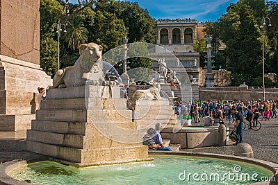 Steps lead from the Piazza del Popolo to the Pincio to the east, Rome Editorial Stock Photo