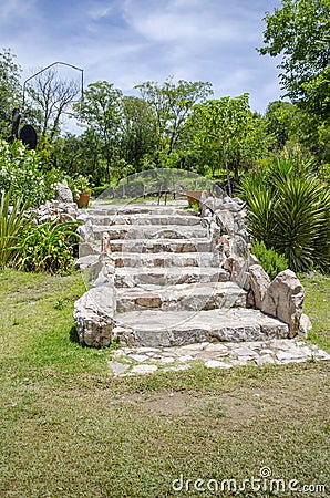 Steps leading to garden Stock Photo