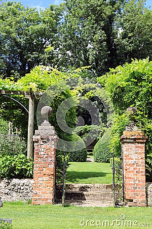 Steps leading to the topiary Stock Photo