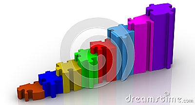 Steps made from colored puzzles Cartoon Illustration