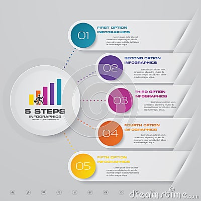 5 steps process infographics element for presentation. Vector Illustration