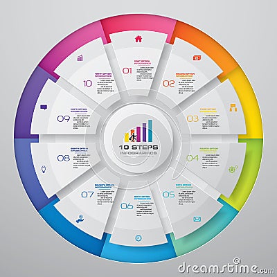 10 steps process. Simple&Editable abstract design element. Vector. Vector Illustration