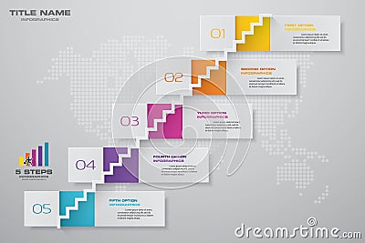 5 steps staircase Infographic element for presentation. Vector Illustration