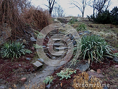 Steps with stones, stone stitches, fabulous stairs, castle, magic place Stock Photo