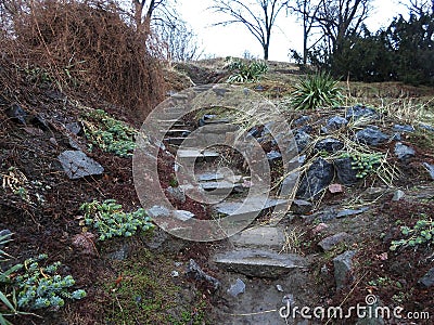 Steps with stones, stone stitches, fabulous stairs, castle, magic place Stock Photo